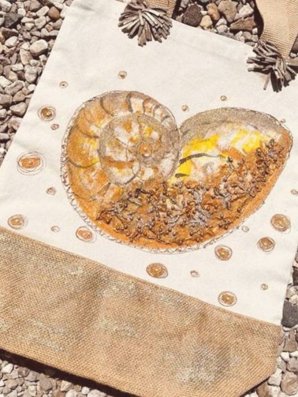 Geantă pictată manual Golden shell